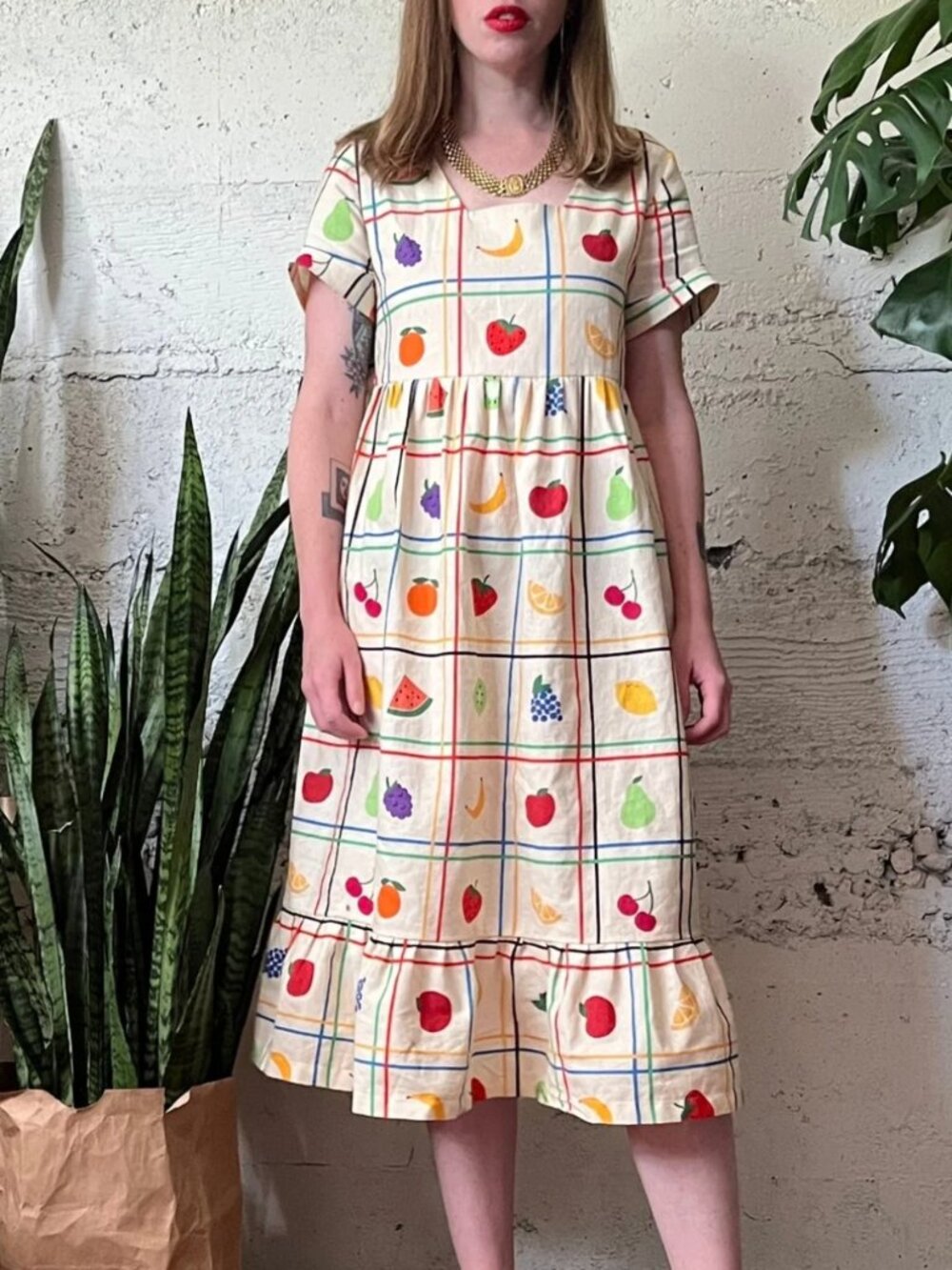 Ersa Fibers - Billie Midi Dress - Fruit Salad - Size S - Slow Fashion